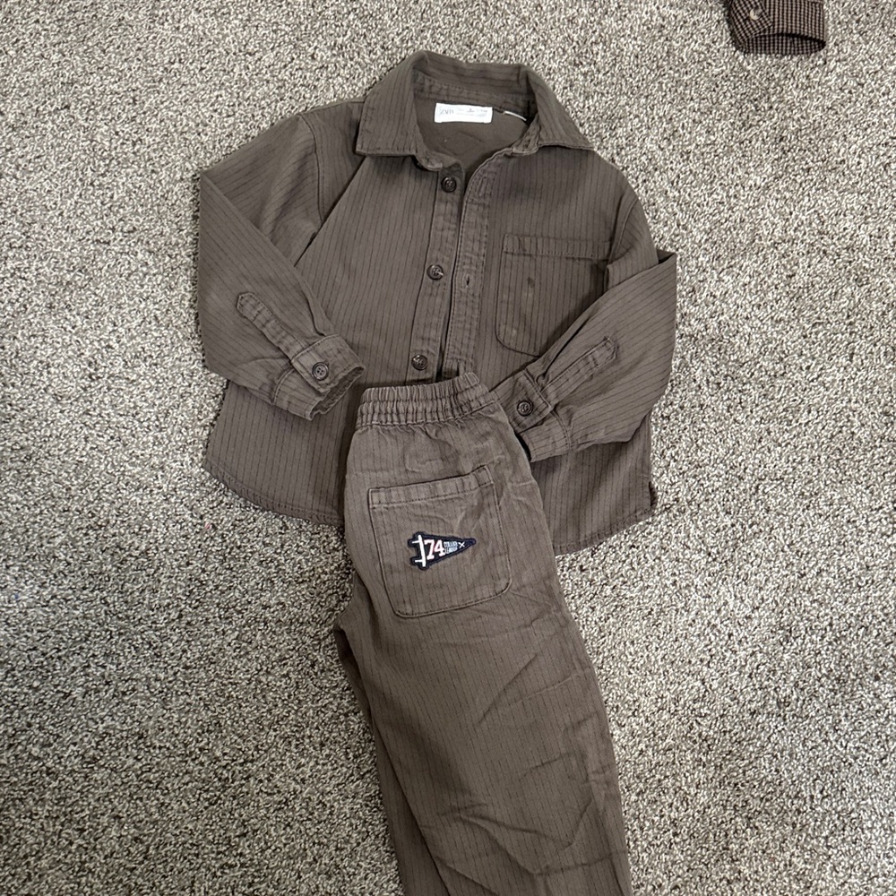 Zara Kids olive green Matching Set
